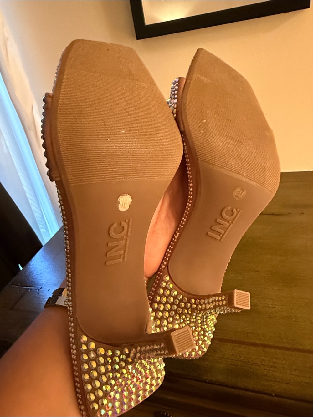 INC International Concepts Crystal Embellished Slide Heels - Picture 9 of 11
